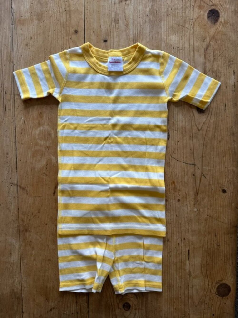Hanna Andersson Girls Yellow/White Stripe Pajama Set Size 8